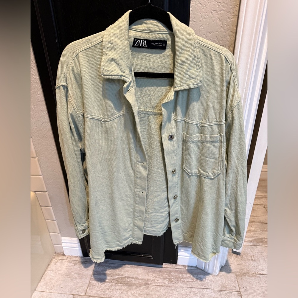 Zara Sage Green Textured Shirt